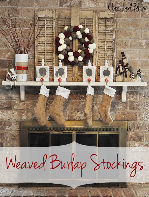 Weaved Burlap Christmas Stockings Tutorial via Cherishedbliss.com #christmas #burlap #stockings