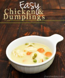 An easy Chicken and Dumplings Recipe to get you ready for the fall! via cherishedbliss.com
