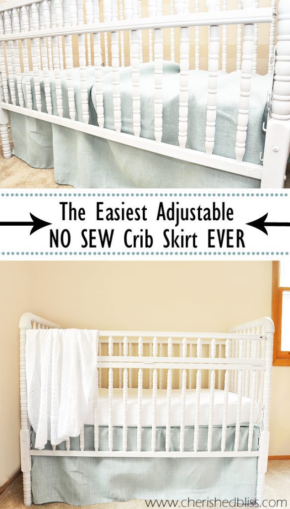 The Easiest DIY Crib Skirt Tutorial Ever via cherishedbliss.com. Love the burlap! 