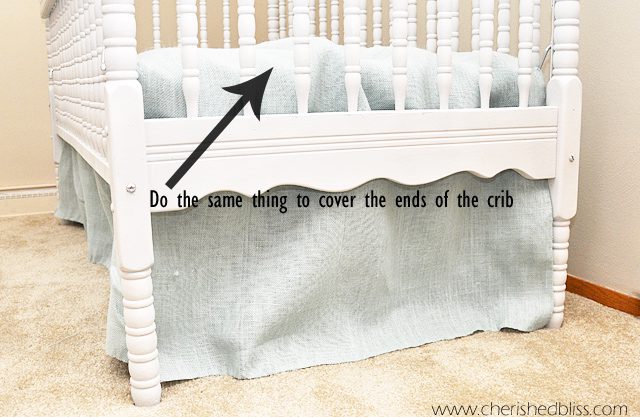 The Easiest DIY Crib Skirt Tutorial Ever via cherishedbliss.com. Love the burlap! 