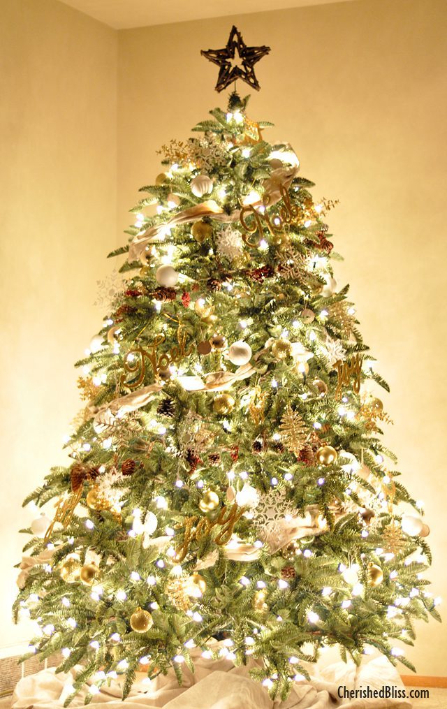 White and Gold Rustic Glam Christmas Tree 