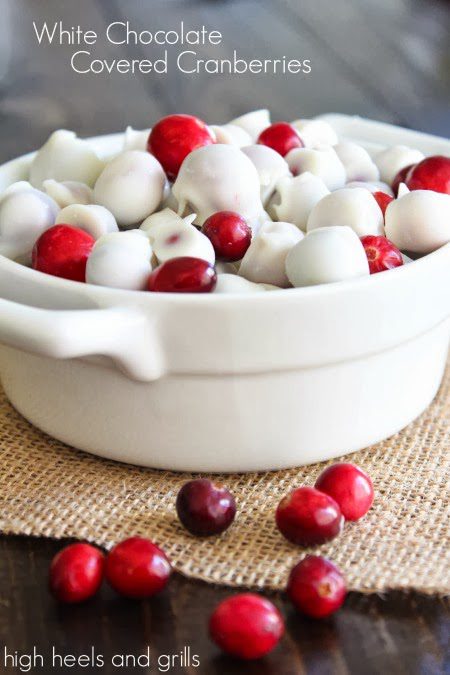 White Chocolate Covered Cranberries - a cheap, easy, festive treat! #recipe #thanksgiving #christmas httpwww.highheelsandgrills