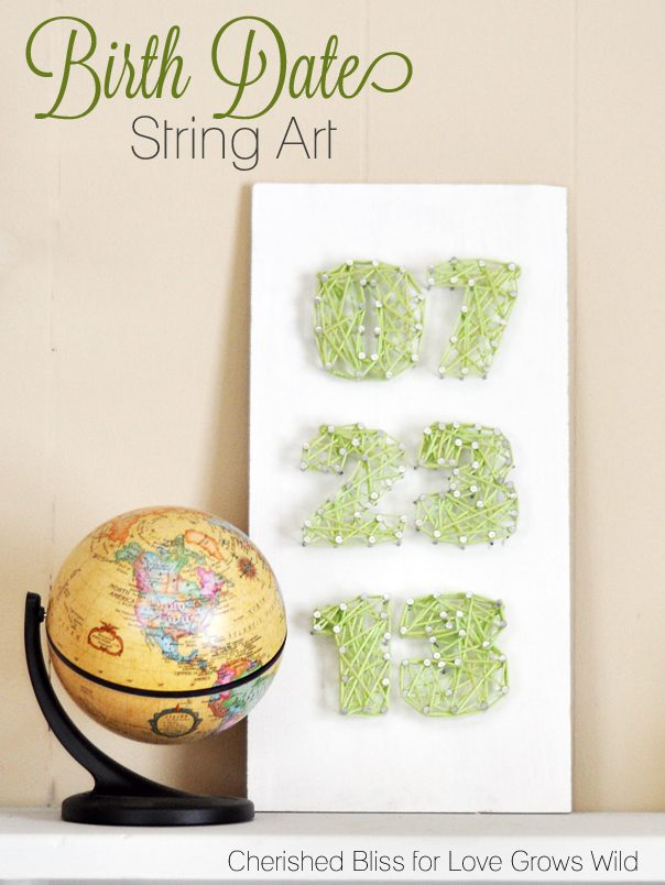 Birth Date String Art Sign tutorial via cherishedbliss.com