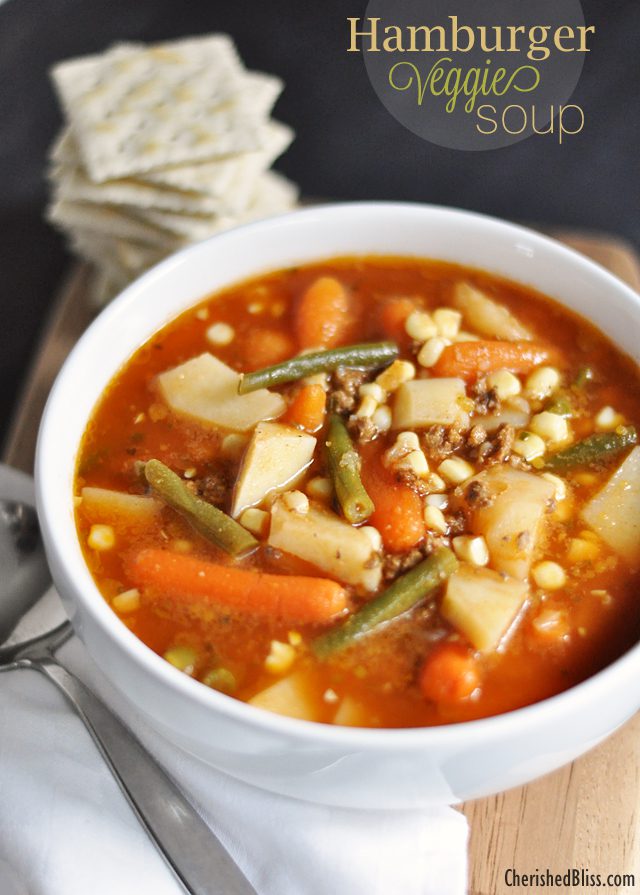 Enjoy this delicious Hamburger Veggie Soup Recipe during those cold days! 