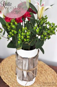 Learn how to make this beautiful Rustic Wood Shim Vase via cherishedbliss.com