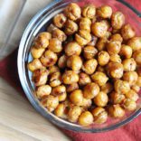 If you are looking for a different, but balanced snack to munch on these oven roasted chickpeas are for you.