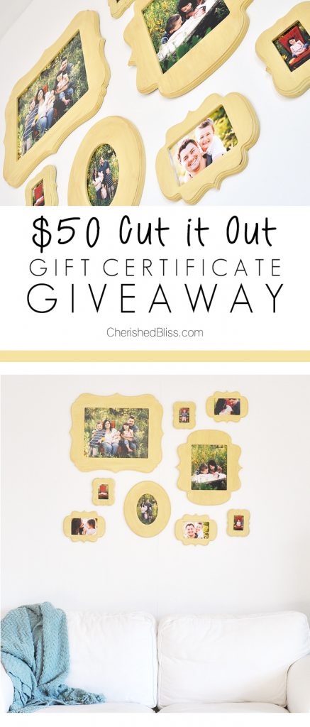 A DIY Gallery Wall using Cut it Out Frames. This is the perfect way to display all those family photos +$50 Gift Certificate Giveaway!!! 