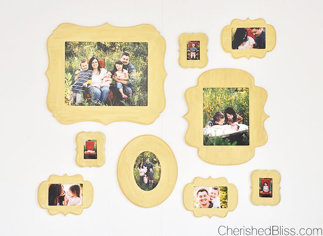 A DIY Gallery Wall using Cut it Out Frames. This is the perfect way to display all those family photos