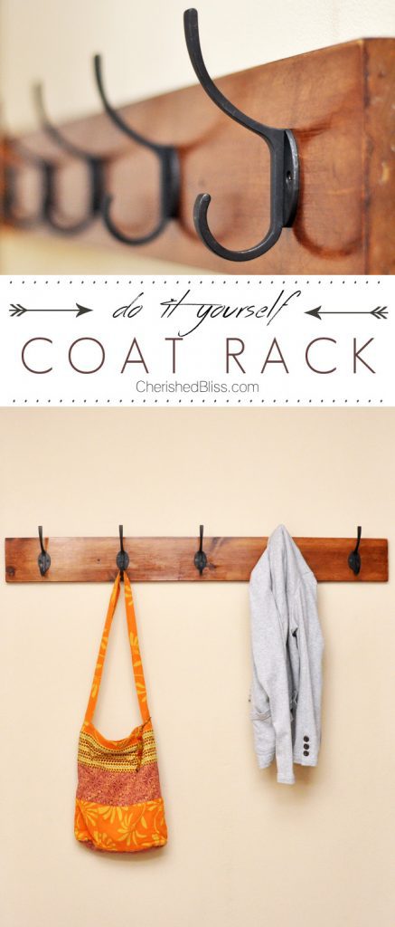 Learn how to make this DIY Coat Rack with just a few easy steps! Click for the full instructions