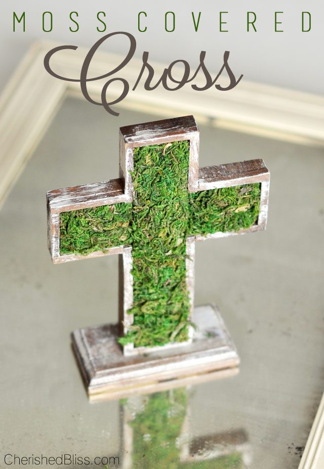 Create this Moss Covered Cross for a simple addition to your Easter Decor, or leave it up all year!