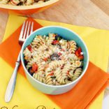 This veggie pasta salad is a healthier version of Suddenly Salad, but loaded with colorful veggies.