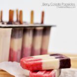 These Berry Colada Popsicles are perfect for Memorial Day Weekend or Forth of July because of their natural red, white, and blue beauty. When serving these fun popsicles you are sure to receive smiles for young to old!