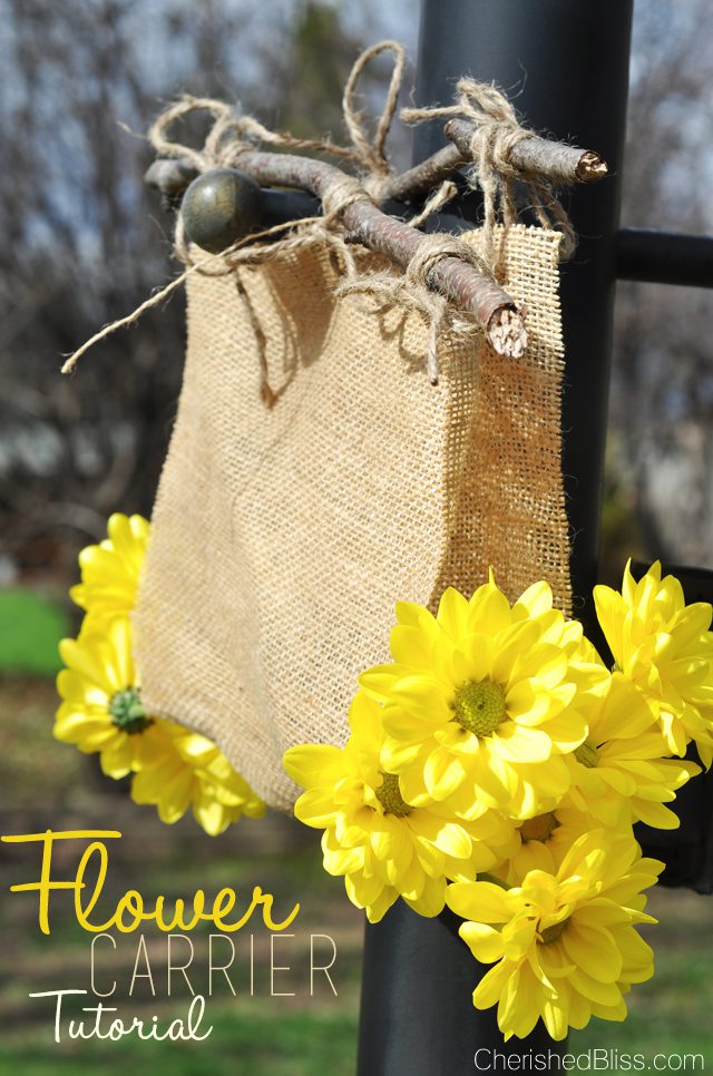 Enjoy Summer and gather up some gorgeous flowers with this easy DIY Burlap Flower Carrier