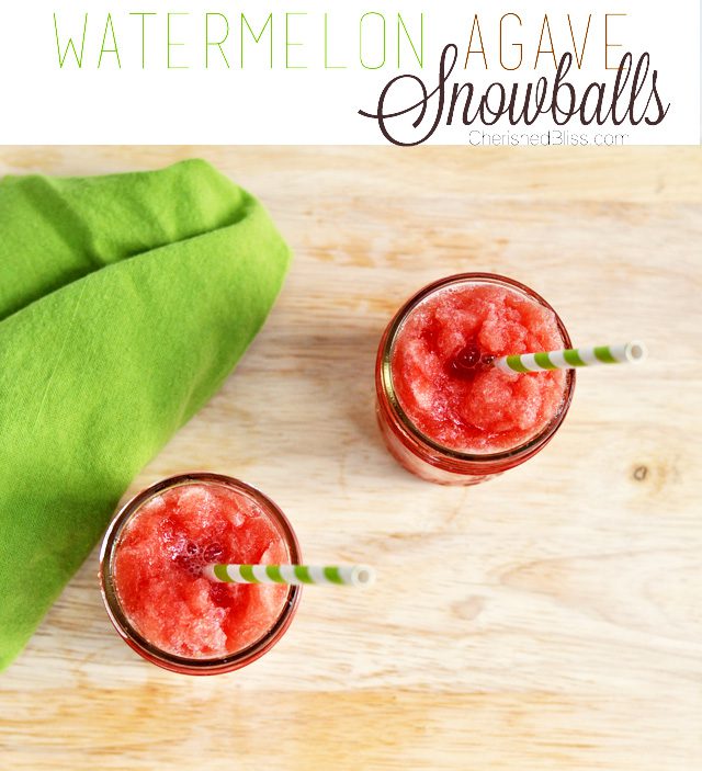 This tasty Watermelon Agave Snowball recipe is super easy and so refreshing on a hot, hot summer day.