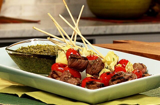 bison-antipasto-skewers-with-pesto-dipping-sauce