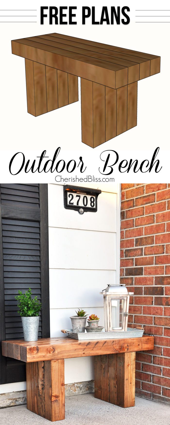 Get the FREE PLANS to build this Classic DIY Outdoor Bench! 