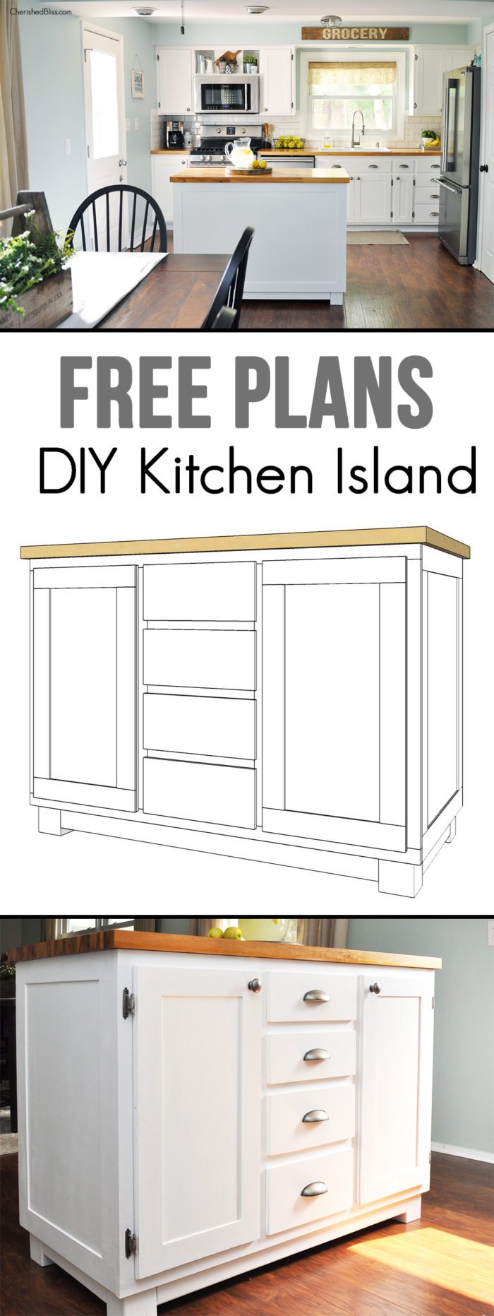 how to build a diy kitchen island - cherished bliss