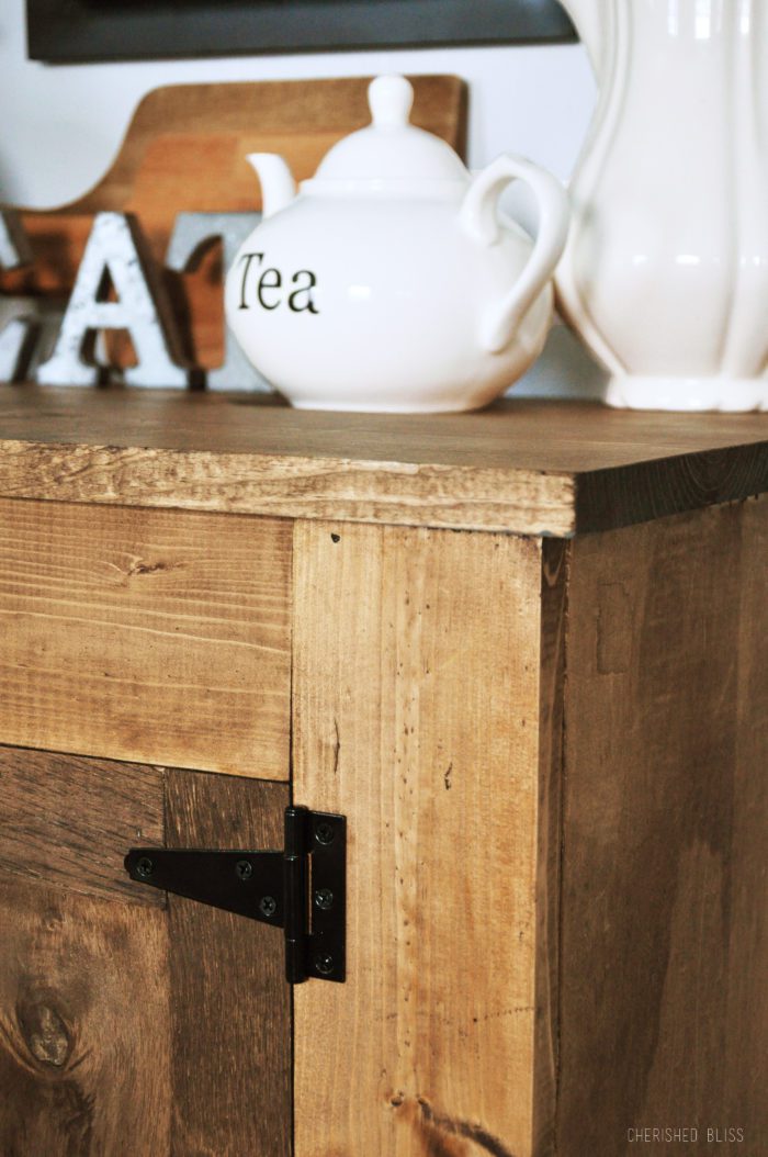 Build this DIY Farmhouse Buffet with these easy to follow free plans. This buffet is perfect for extra storage in small spaces! 