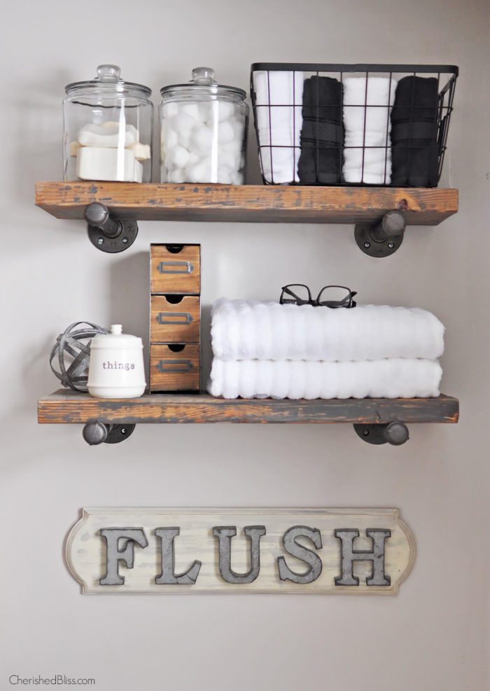 Create this adorable DIY Industrial Farmhouse Bathroom Sign with this easy to follow tutorial! 