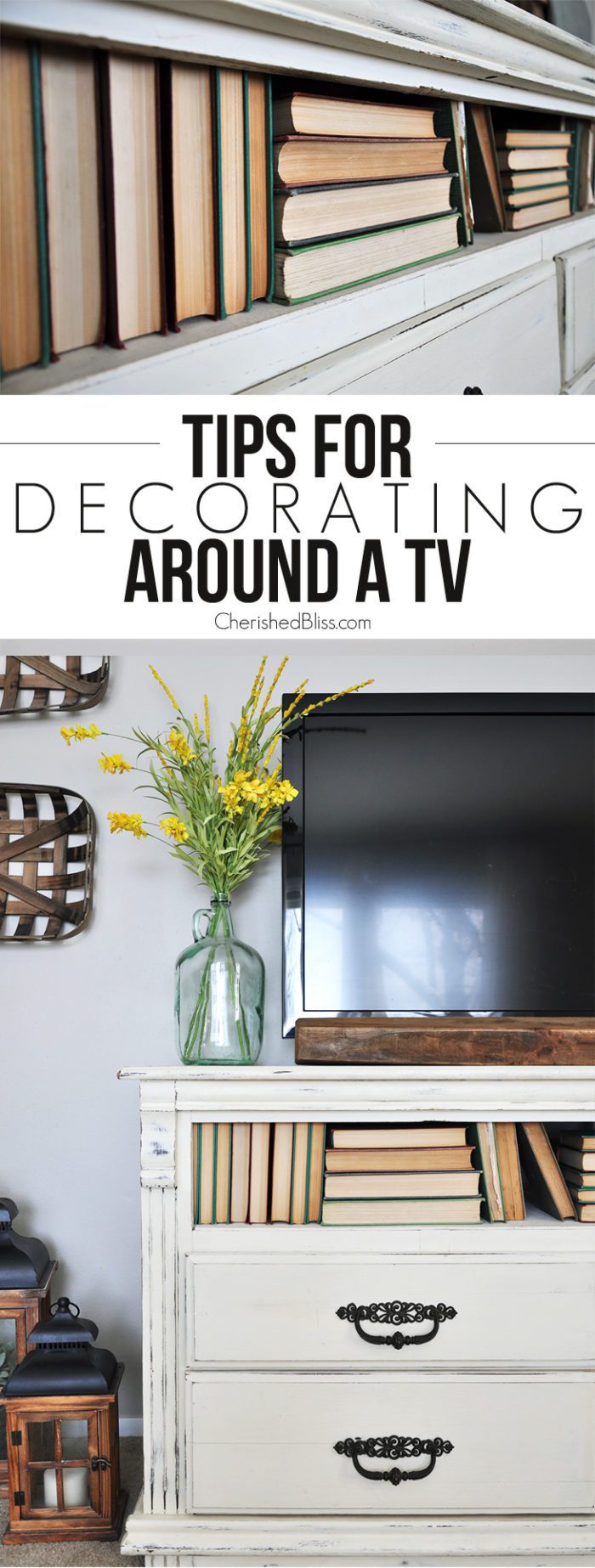 With these simple tips and tricks you will learn how to easily decorate around a tv to give your living room the look you desire!