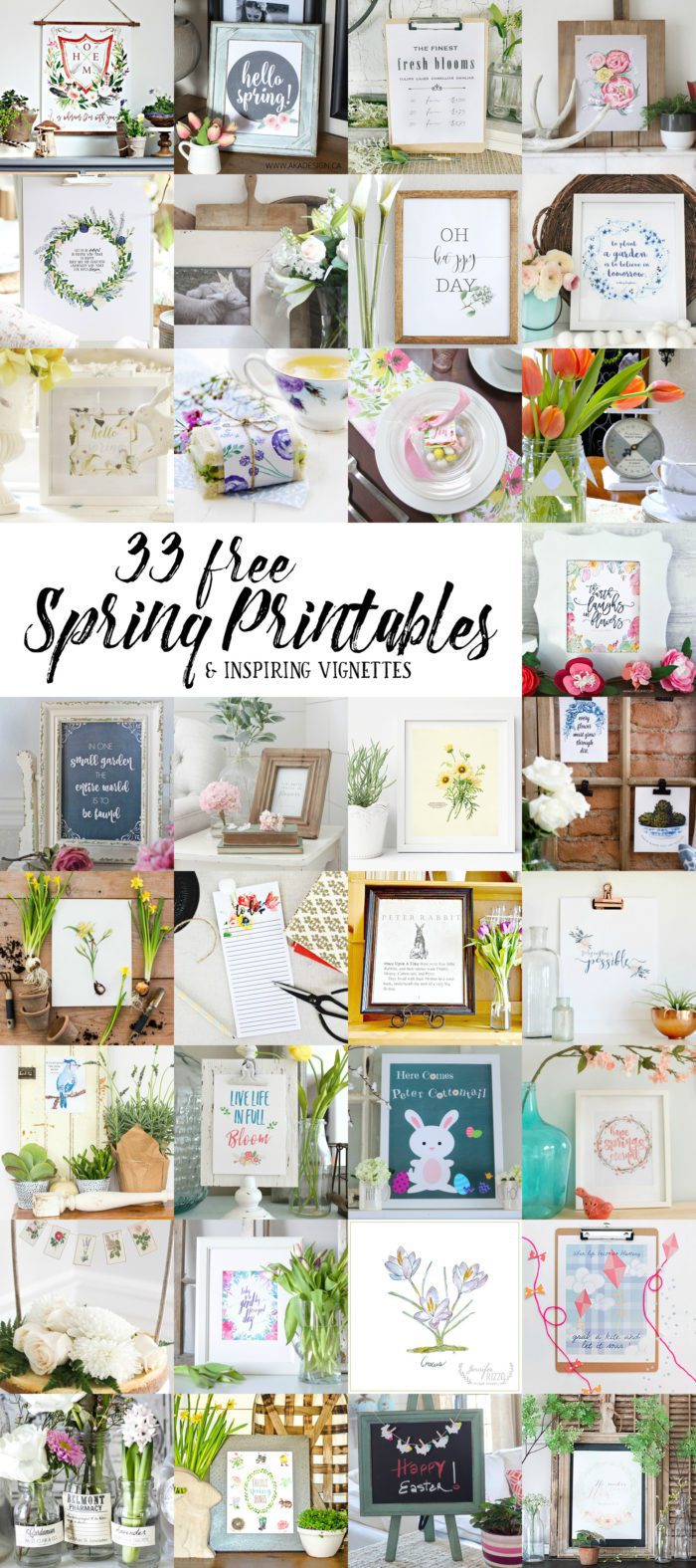 33 free spring printables. Botanical Farmhouse Mantel.