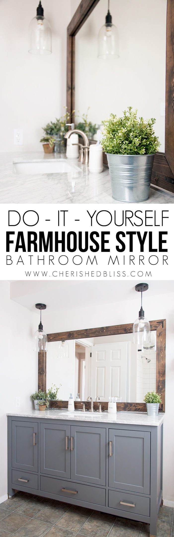 Add character to your bathroom with this DIY Farmhouse Style Bathroom Mirror Tutorial