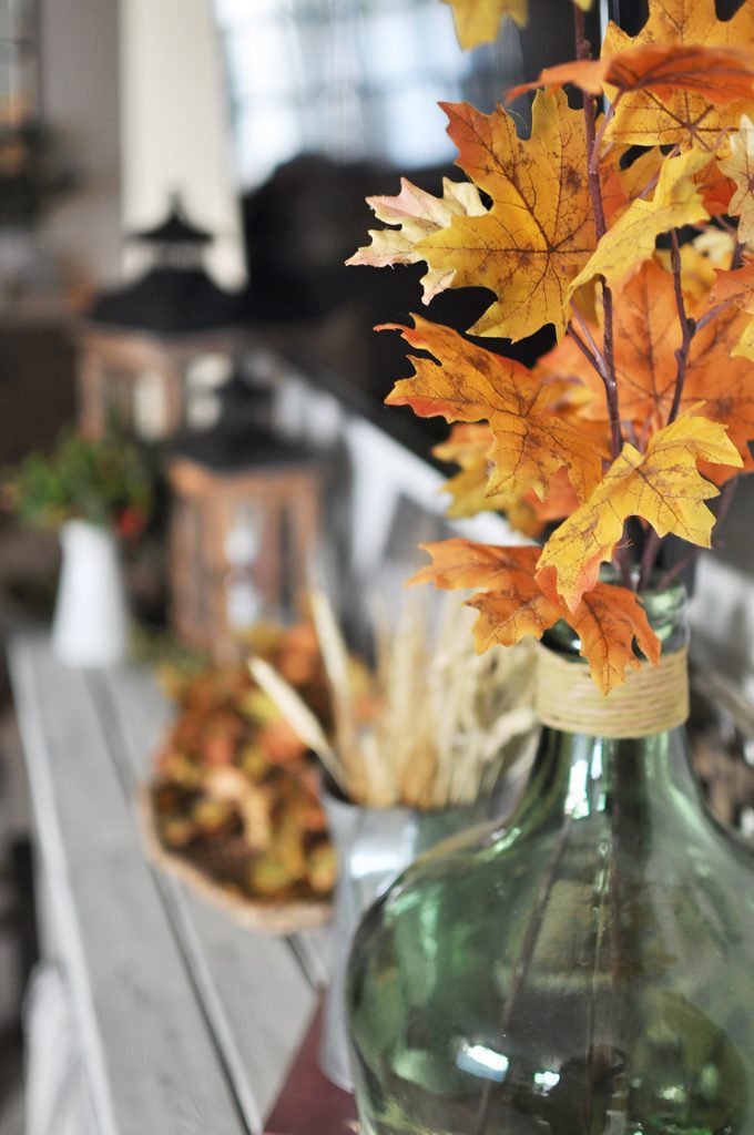 Gorgeous Fall Mantel Decor for when you don't have a mantel. See how this blogger decorates her TV Stand in place of a fireplace and mantel. 