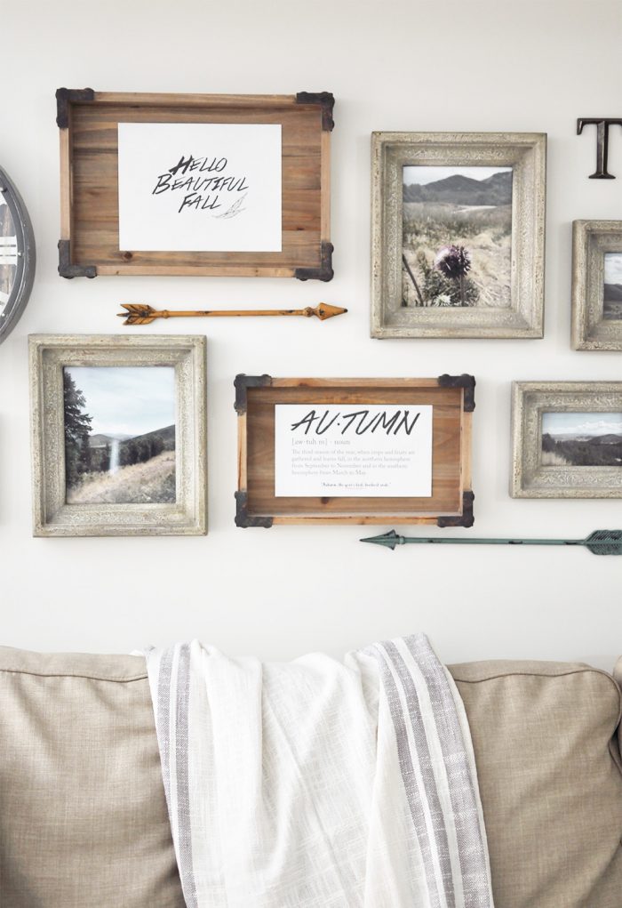 Framed photography and Free Fall printables to use in Fall Decor. 