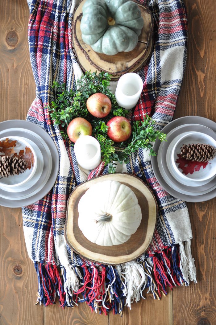 Enjoy this beautiful Simple, Cozy Fall Tablescape that can easily transition right into the Christmas Season.