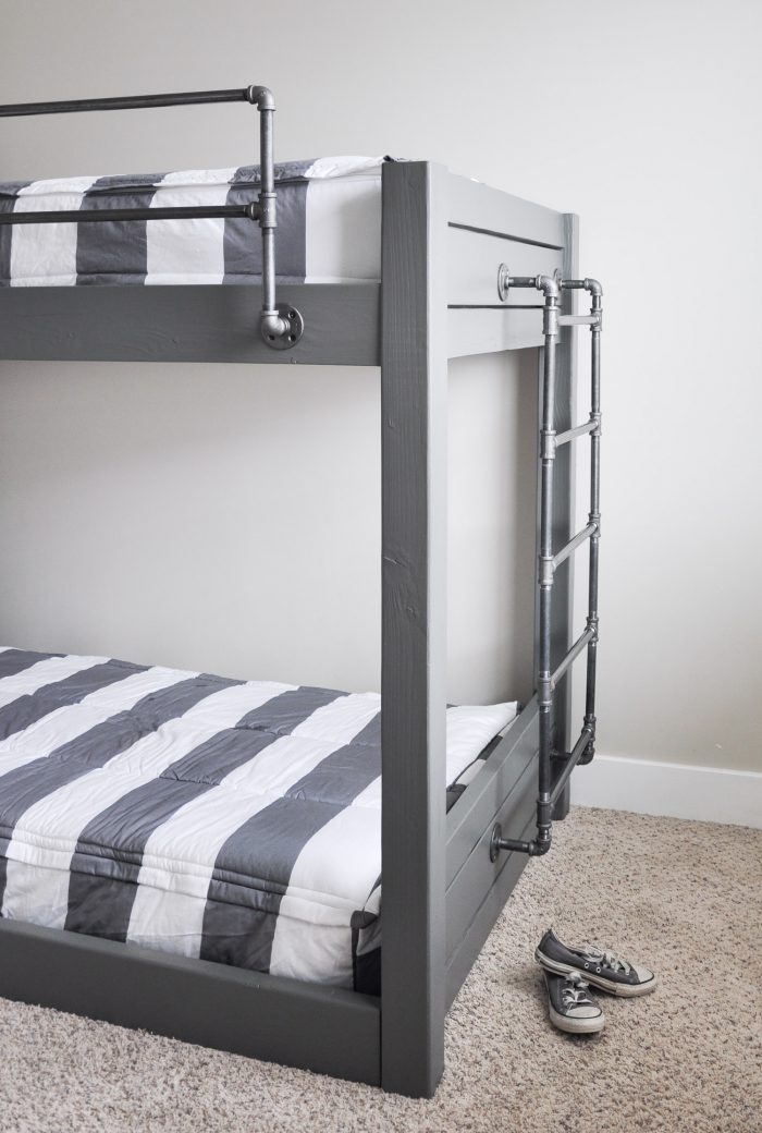 Get the Free Plans for this DIY Industrial Bunk Bed!