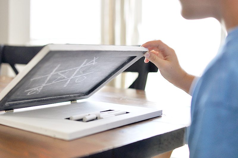No electricity required for this DIY Laptop Chalkboard that every kid will love! Perfect for imaginative play in the car or at home!