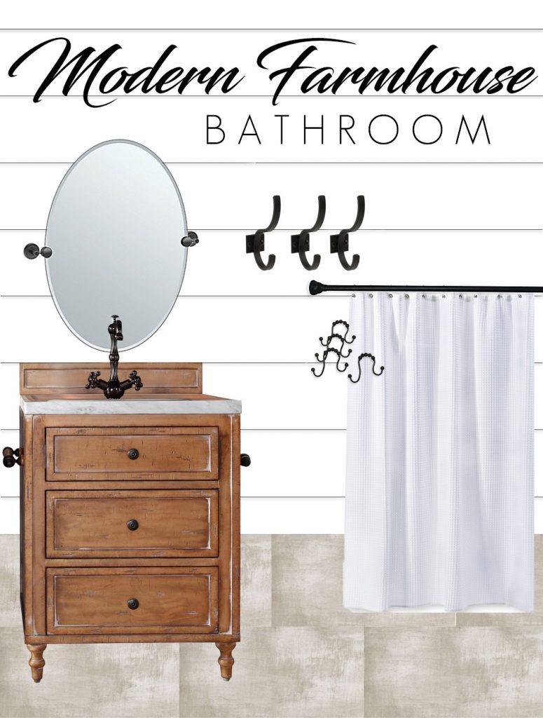 Modern Farmhouse Small Bathroom Makeover Design Board
