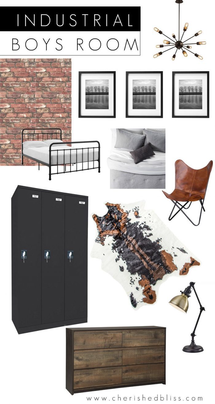 Industrial Bedroom Design Board - Cherished Bliss