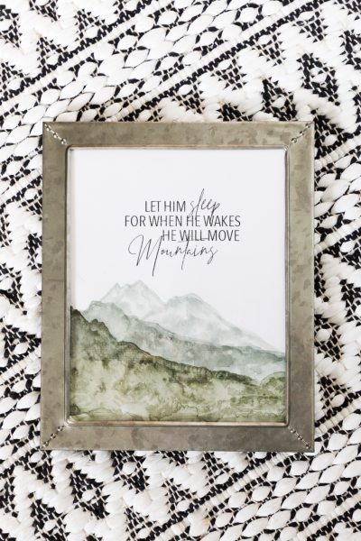 Learn how to create this adorable artwork for your boys room using this Mountain Watercolor Tutorial combined with this adorable printable quote. 