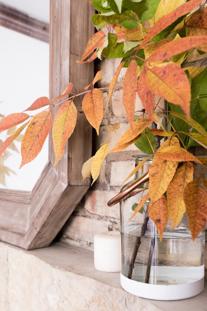 Simple and affordable natural Fall mantel