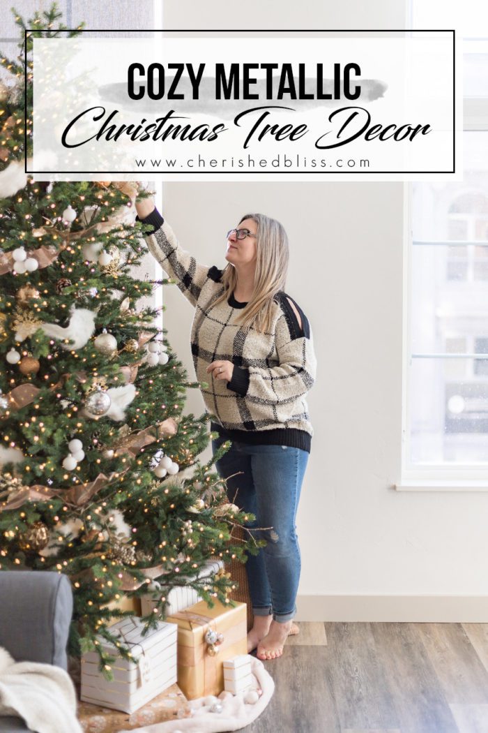 Learn how to decorate a Christmas tree with these easy steps. Ashley walks you through the simple process of recreating this Cozy Metallic Christmas tree as part of the Home Depot Holiday Style Challenge.