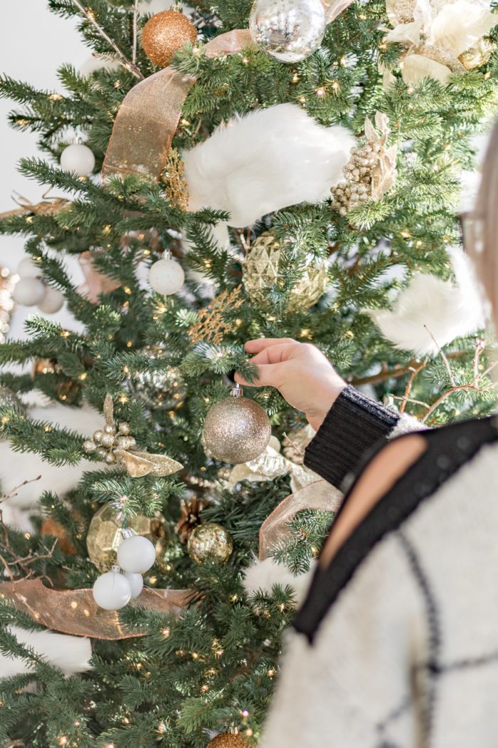 Learn how to decorate a Christmas tree with these easy steps. Ashley walks you through the simple process of recreating this Cozy Metallic Christmas tree as part of the Home Depot Holiday Style Challenge.