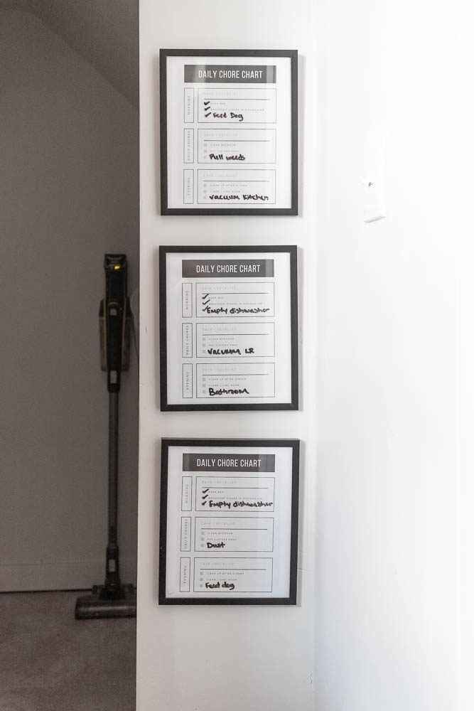 Frame and hang your kids chore charts in any easy to use location