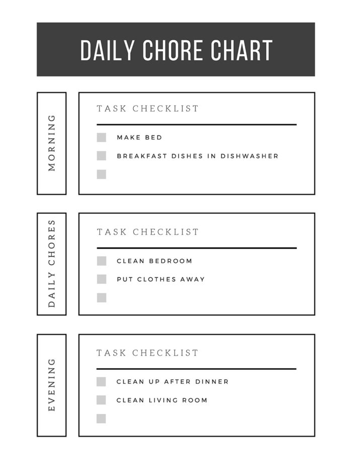 Summer Daily Chore Chart
