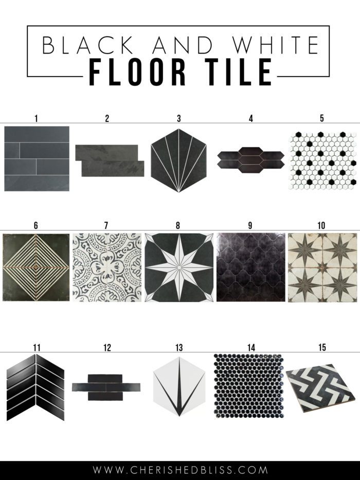 15 amazing options for black and white bathroom floor tile.