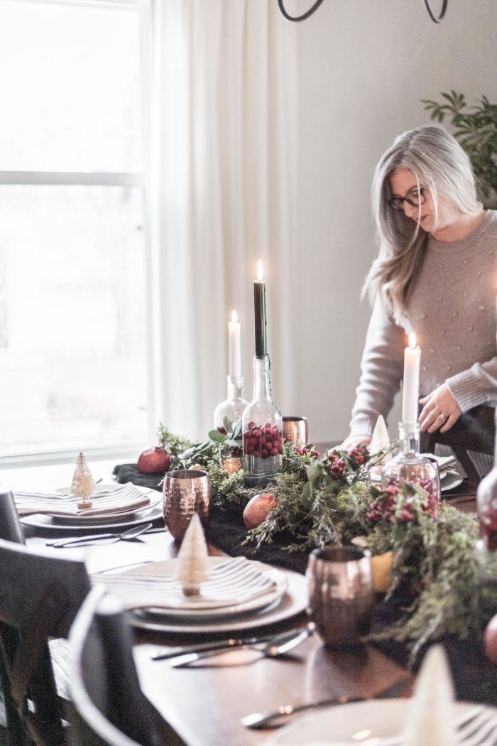 Setting a Christmas Tablescape. 