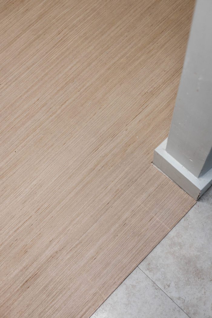 Install a new subfloor before peel and stick vinyl tiles. 