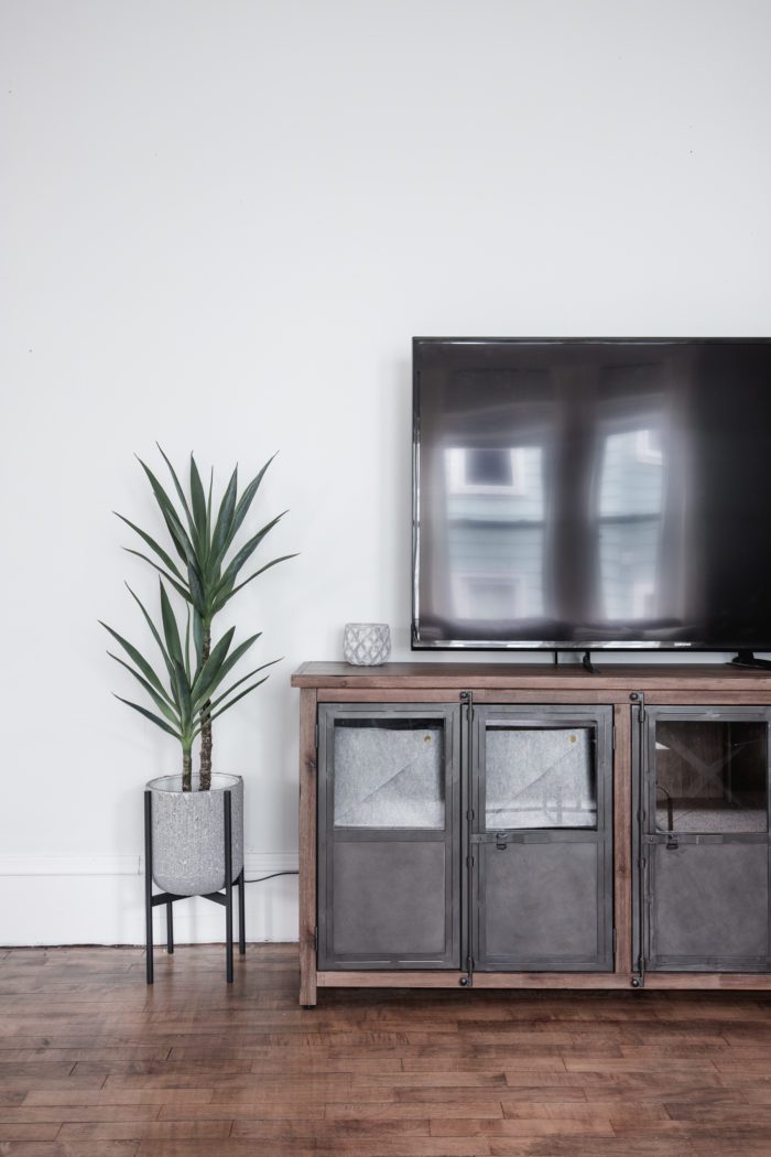 Modern Rustic TV Console in Living Room
