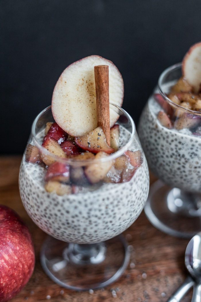 Apple Pie Chia Pudding with fresh apple compote. Gluten Free, Diary Free, Paleo friendly