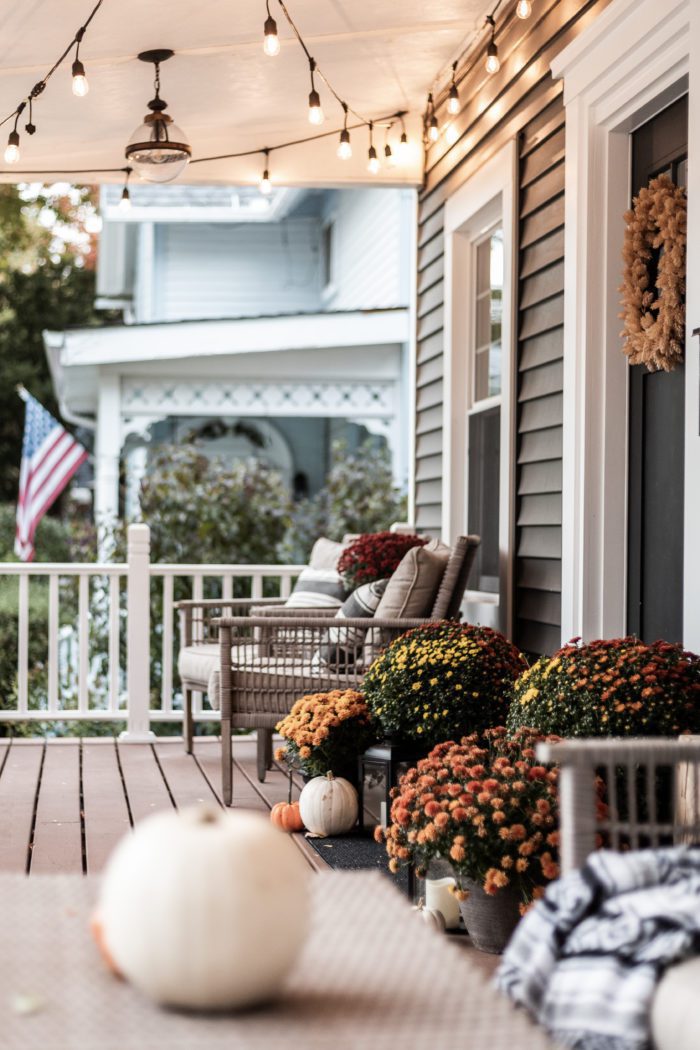 Outdoor Furniture on Front porch - Fall Decor