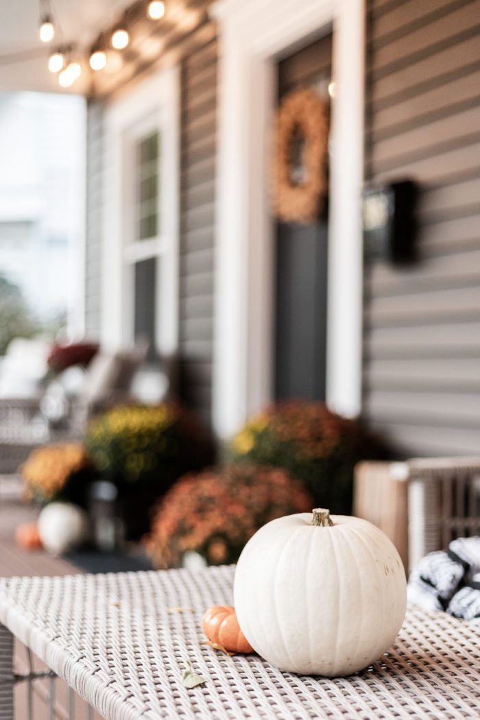 Pumpkin on Coffee Table - Front Porch Decor