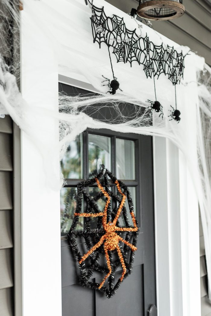 Halloween spider wreath and door decor. 