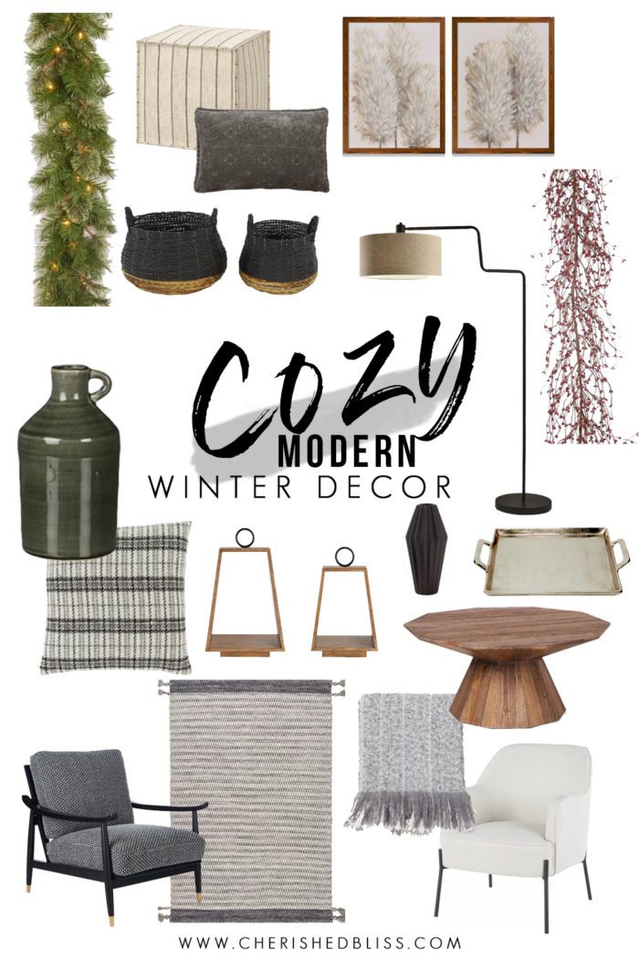 Cozy Modern Winter Decor Design Board