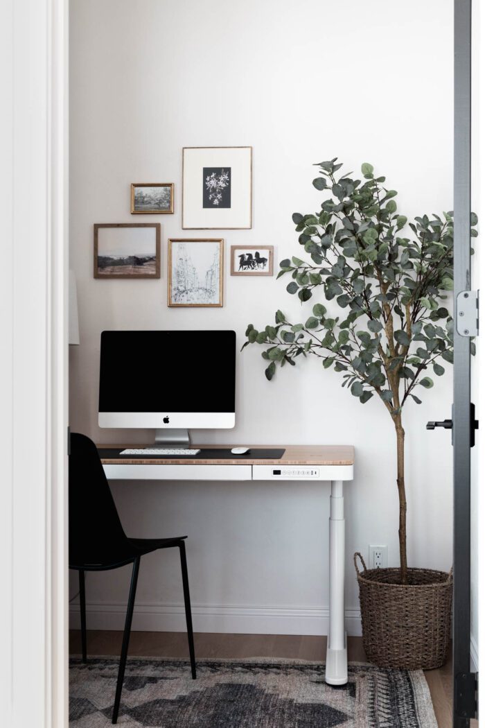 White FlexiSpot Standing Desk in Home Office